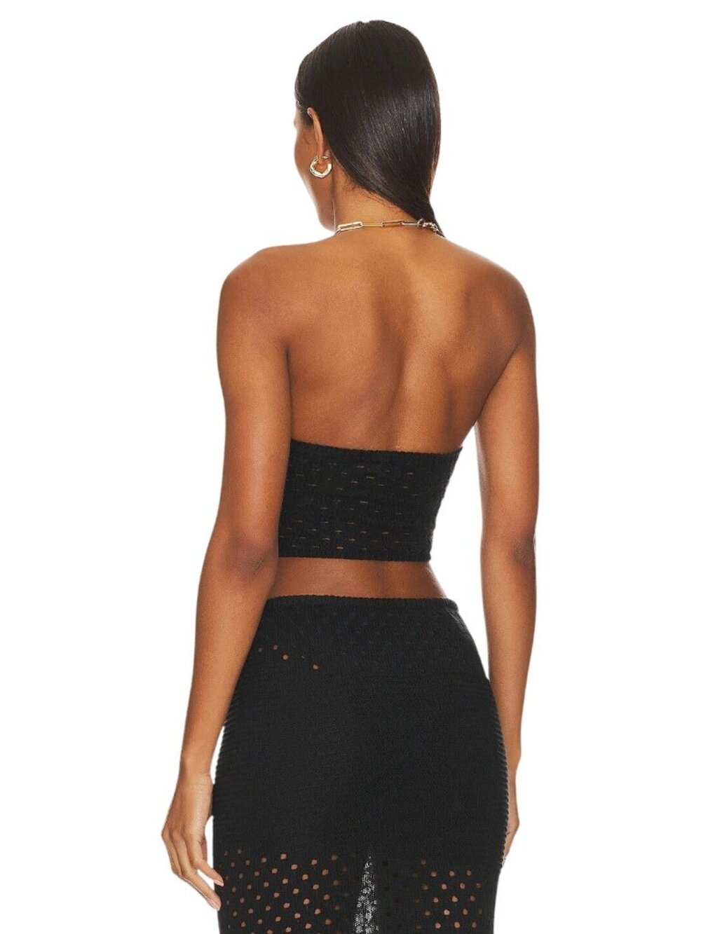 SNDYS X Revolve Whitehaven Top in Black Small New Womens Cut out Cropped Tube Ba - Picture 3 of 8